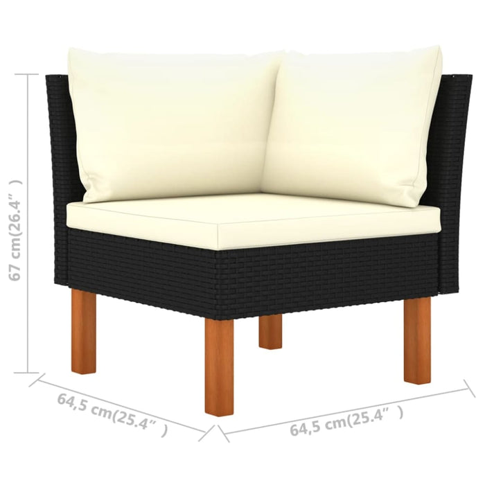 Corner Sofas 2 Pcs Poly Rattan and Solid Eucalyptus Wood