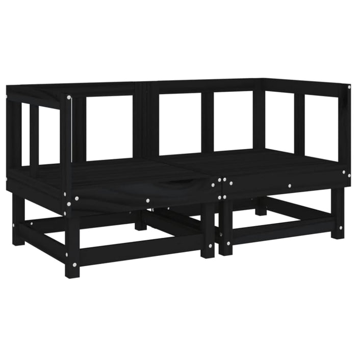 Corner Sofas with Cushions 2 Pcs Black Solid Wood Pine