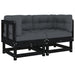 Corner Sofas with Cushions 2 Pcs Black Solid Wood Pine