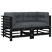Corner Sofas with Cushions 2 Pcs Black Solid Wood Pine