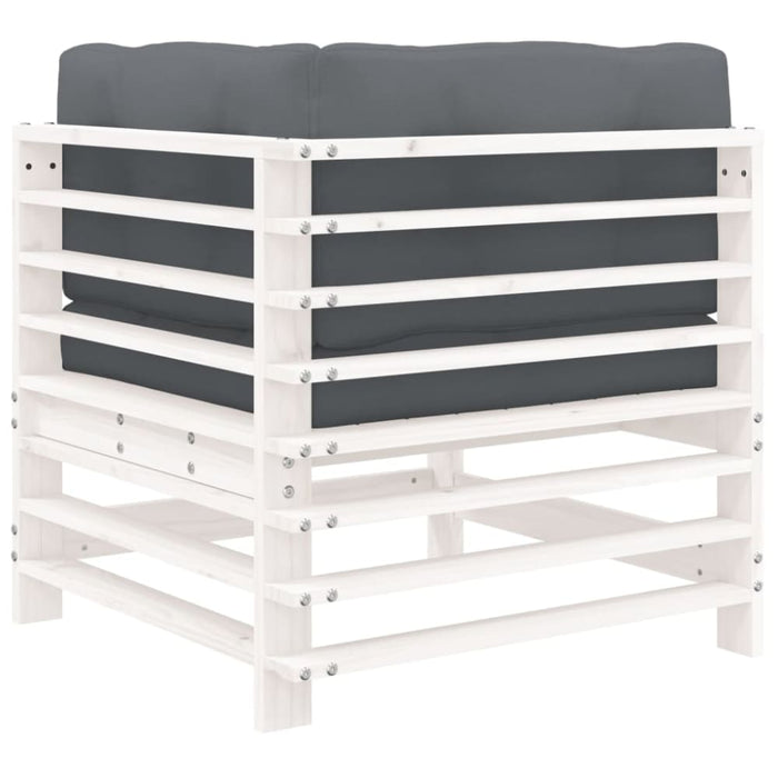 Corner Sofas with Cushions 2 Pcs White Solid Wood Pine