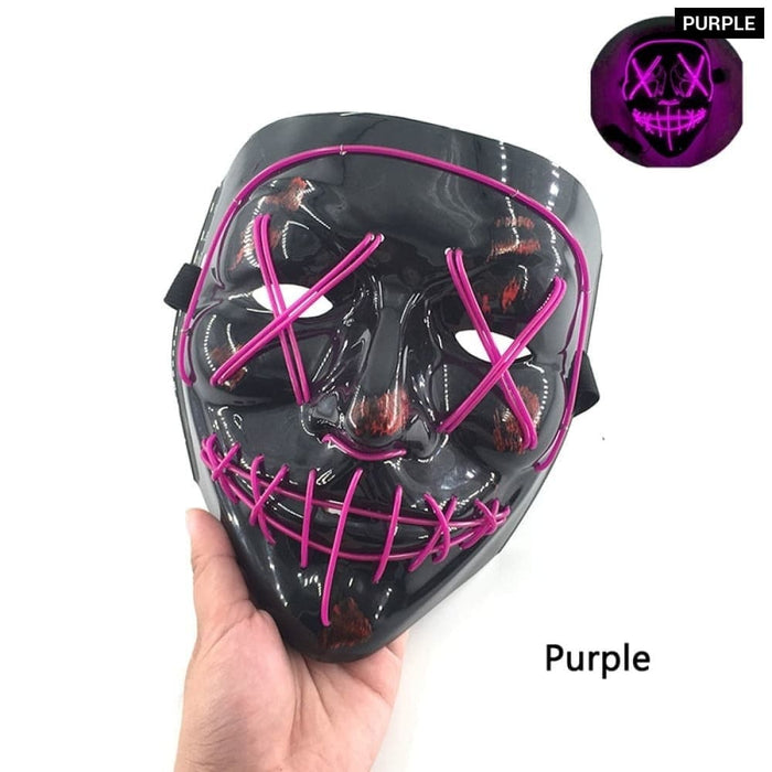 Cosplay Halloween Purge Mask Glowing Neon Led Masque