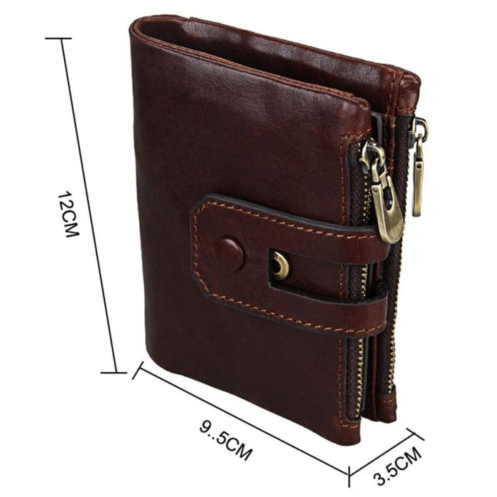 Cowhide Leather Crazy Horse Texture Rfid Blocking Wallet