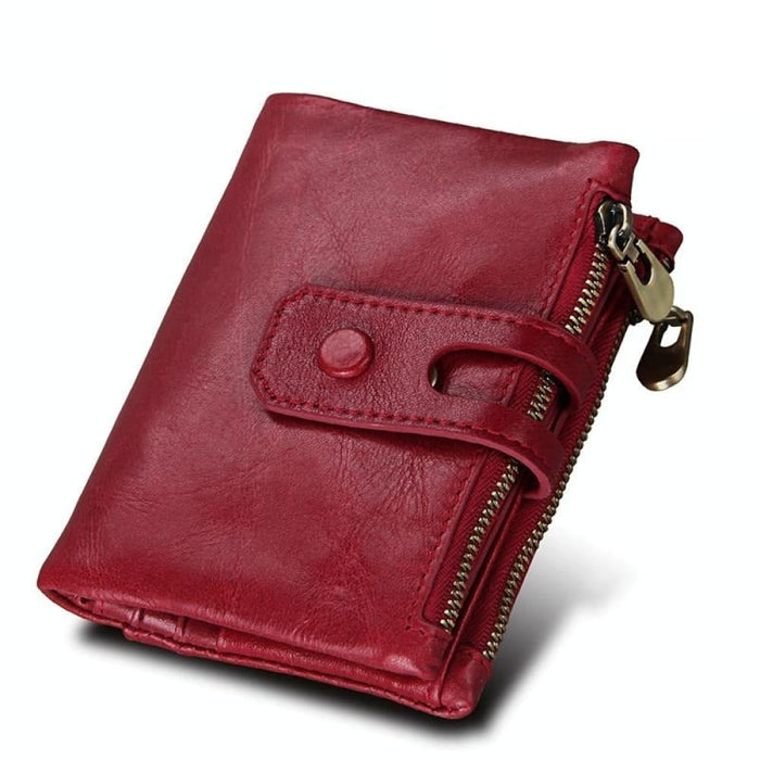 Cowhide Leather Crazy Horse Texture Rfid Blocking Wallet