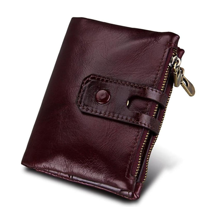 Cowhide Leather Crazy Horse Texture Rfid Blocking Wallet