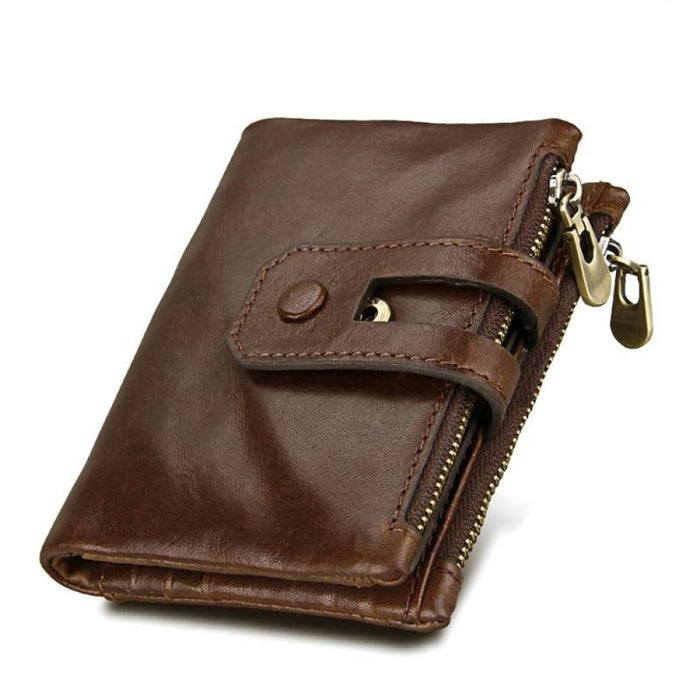 Cowhide Leather Crazy Horse Texture Rfid Blocking Wallet