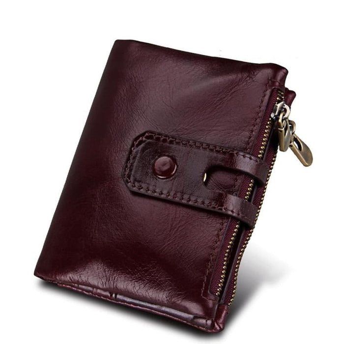 Cowhide Leather Crazy Horse Texture Rfid Blocking Wallet