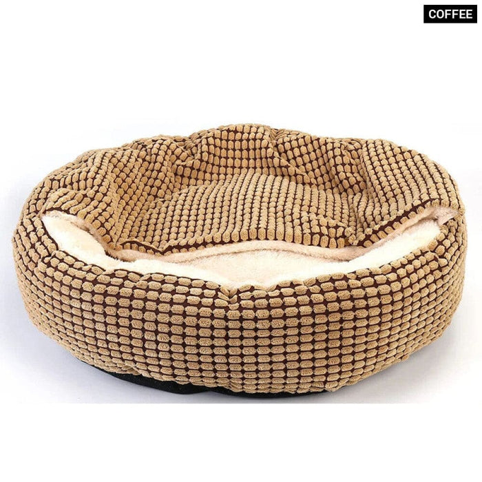 Cozy Dog Bed Hooded Fluffy Orthopedic Round Donut Pet