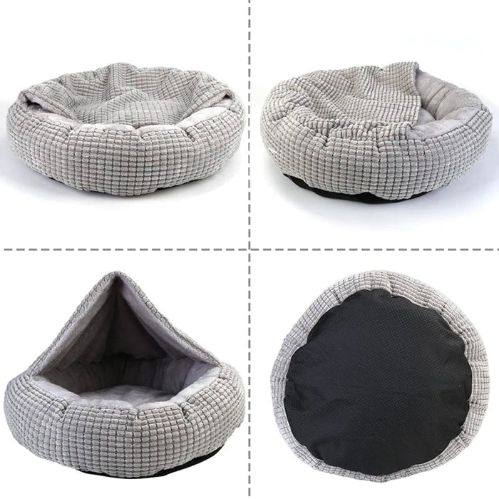 Cozy Dog Bed Hooded Fluffy Orthopedic Round Donut Pet