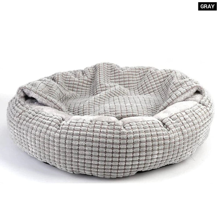 Cozy Dog Bed Hooded Fluffy Orthopedic Round Donut Pet