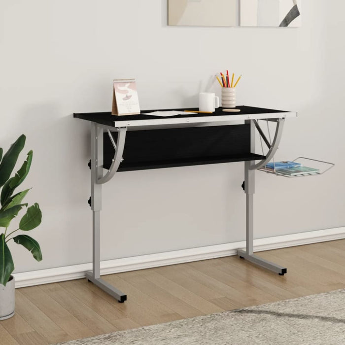 Craft Desk Black and Grey 110x53x(58-87) Cm Engineered Wood