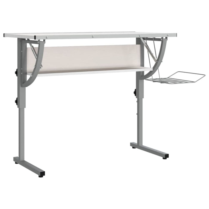 Craft Desk White and Grey 110x53x(58-87) Cm Engineered Wood