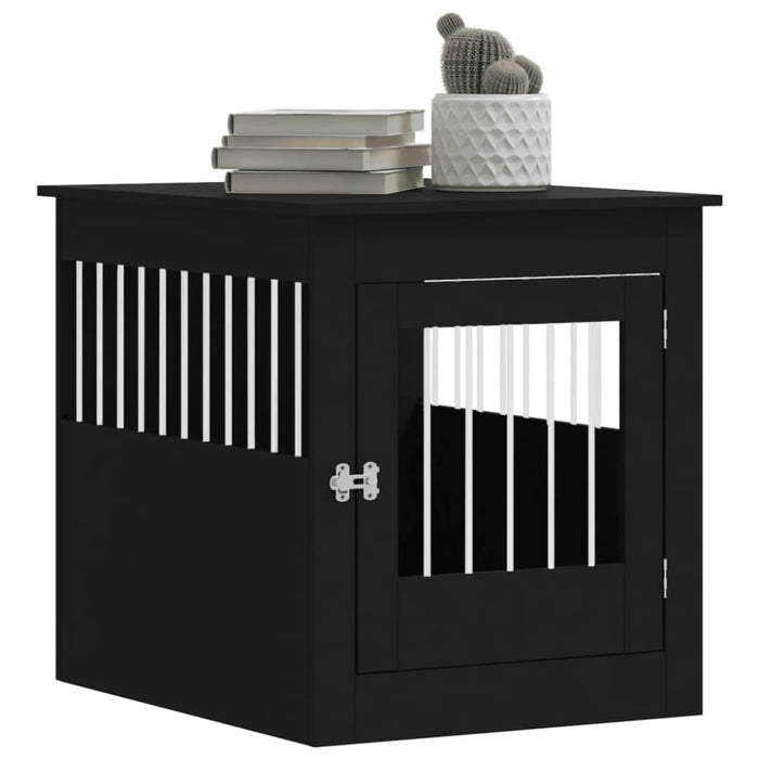 Dog Crate Furniture Black 64.5x80x71 Cm Engineered Wood