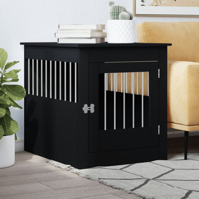 Dog Crate Furniture Black 64.5x80x71 Cm Engineered Wood