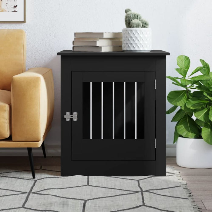 Dog Crate Furniture Black 64.5x80x71 Cm Engineered Wood