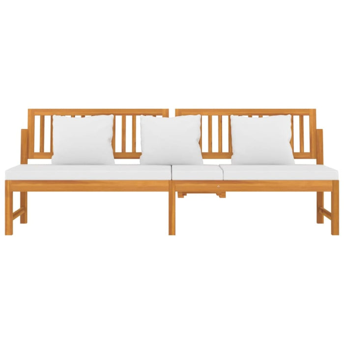 Day Bed with Cream Cushion 200x60x75 Cm Solid Wood Acacia