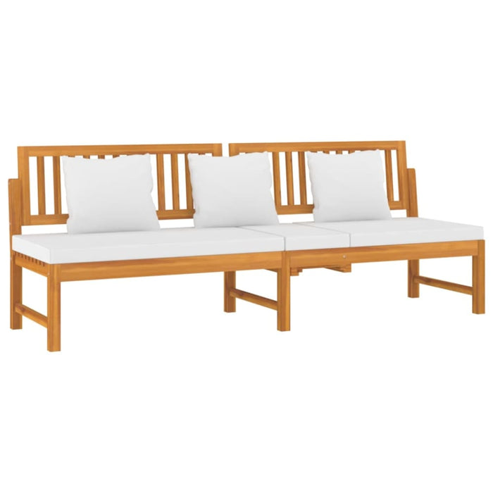 Day Bed with Cream Cushion 200x60x75 Cm Solid Wood Acacia
