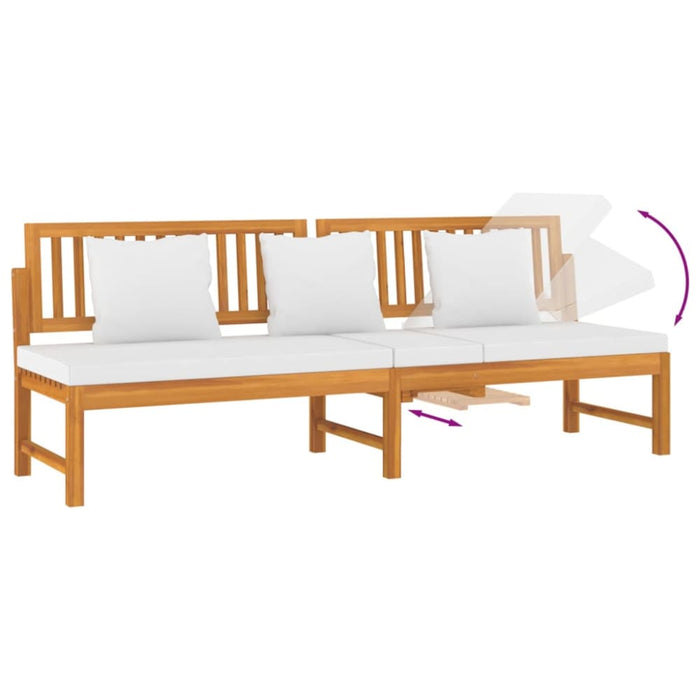 Day Bed with Cream Cushion 200x60x75 Cm Solid Wood Acacia