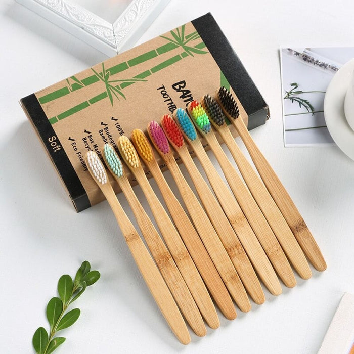 Cross Border Single Bamboo Toothbrush Set Natural Tablet