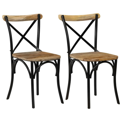 Cross Chairs 2 Pcs Black Solid Mango Wood Gl50916
