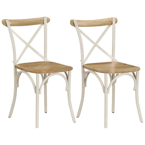 Cross Chairs 2 Pcs White Solid Mango Wood Gl51215