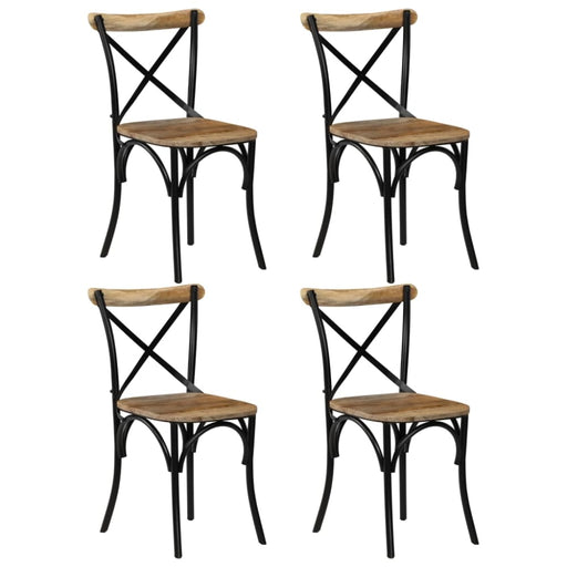 Cross Chairs 4 Pcs Black Solid Mango Wood Gl391