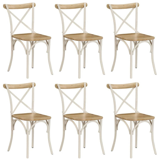Cross Chairs 6 Pcs White Solid Mango Wood Gl416