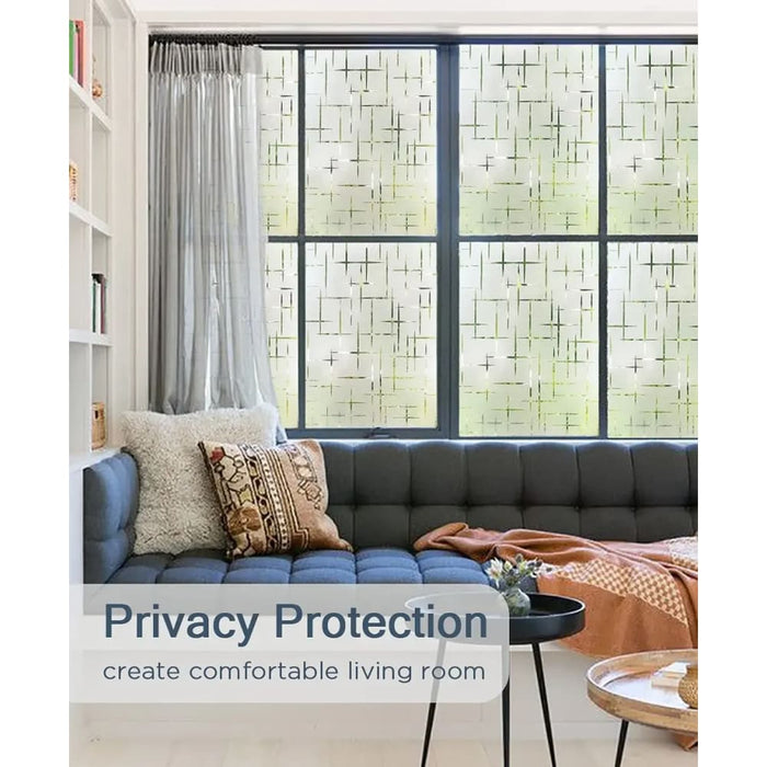 Cross Pattern Frosted Non Adhesive Window Privacy Film