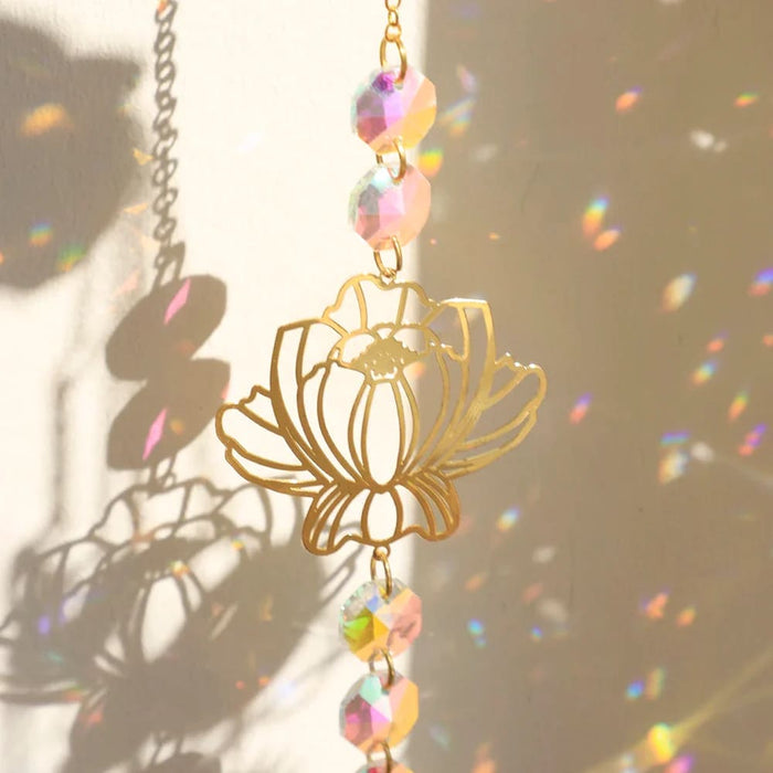 Crystal Lotus Sun Catcher for Outdoor Decor