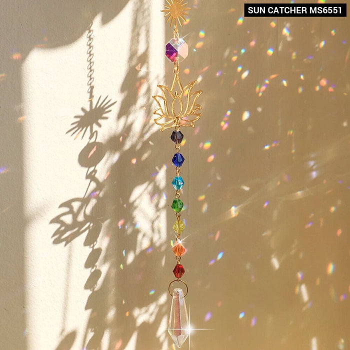 Crystal Lotus Sun Catcher for Outdoor Decor