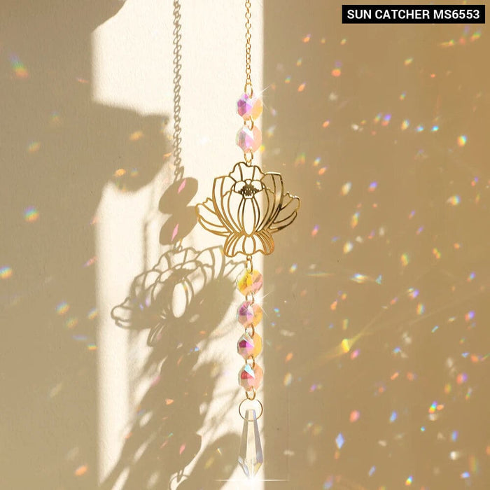 Crystal Lotus Sun Catcher for Outdoor Decor