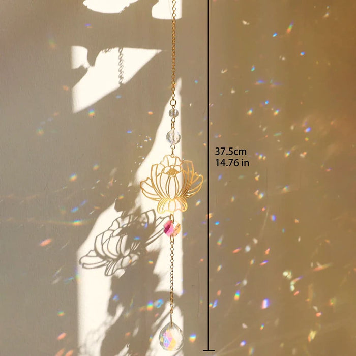 Crystal Lotus Sun Catcher for Outdoor Decor