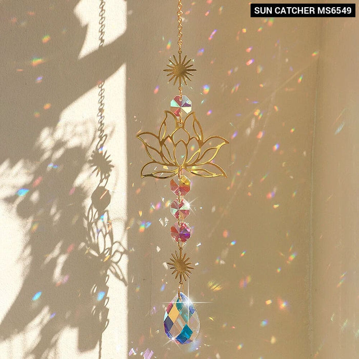Crystal Lotus Sun Catcher for Outdoor Decor