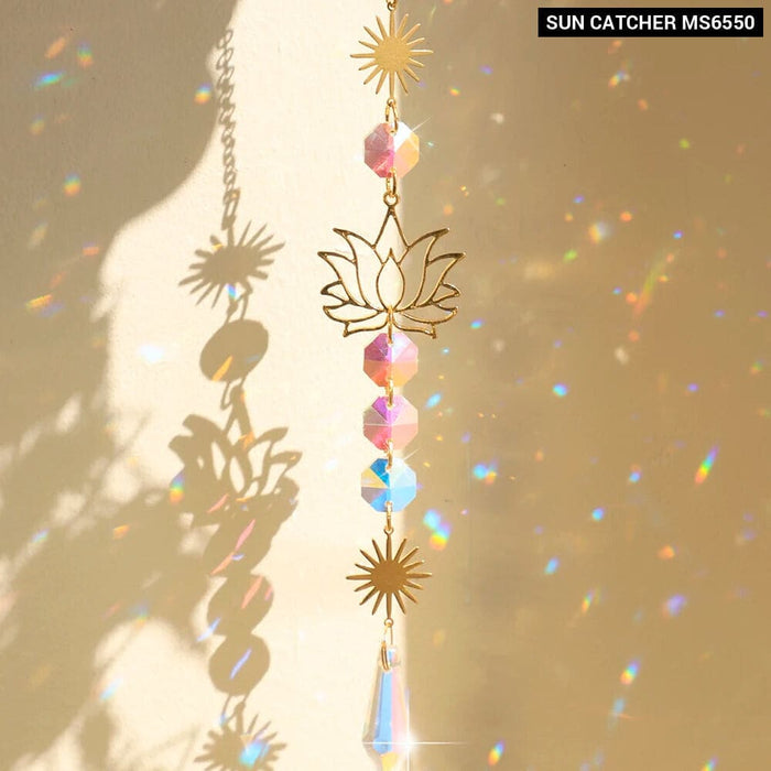 Crystal Lotus Sun Catcher for Outdoor Decor
