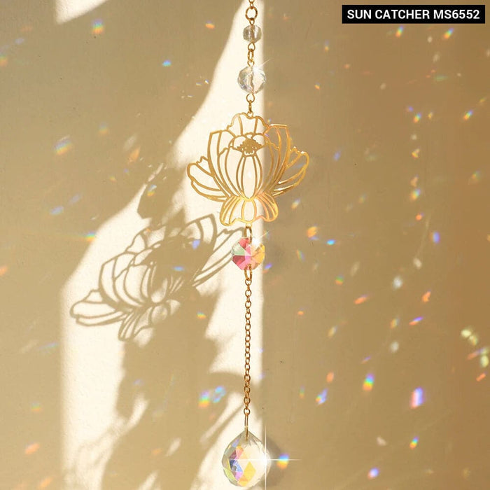 Crystal Lotus Sun Catcher for Outdoor Decor