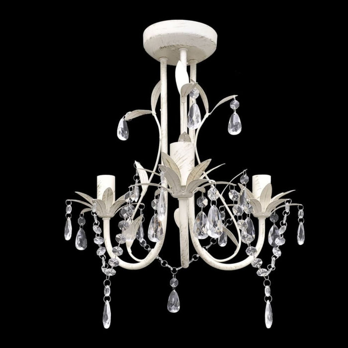 Crystal Pendant Ceiling Lamp Chandelier Elegant White Xablnl