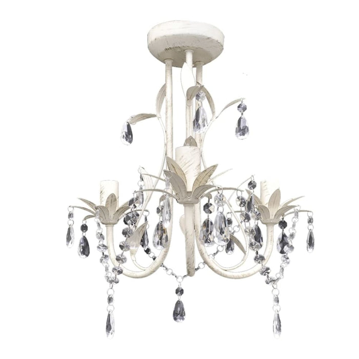 Crystal Pendant Ceiling Lamp Chandelier Elegant White Xablnl