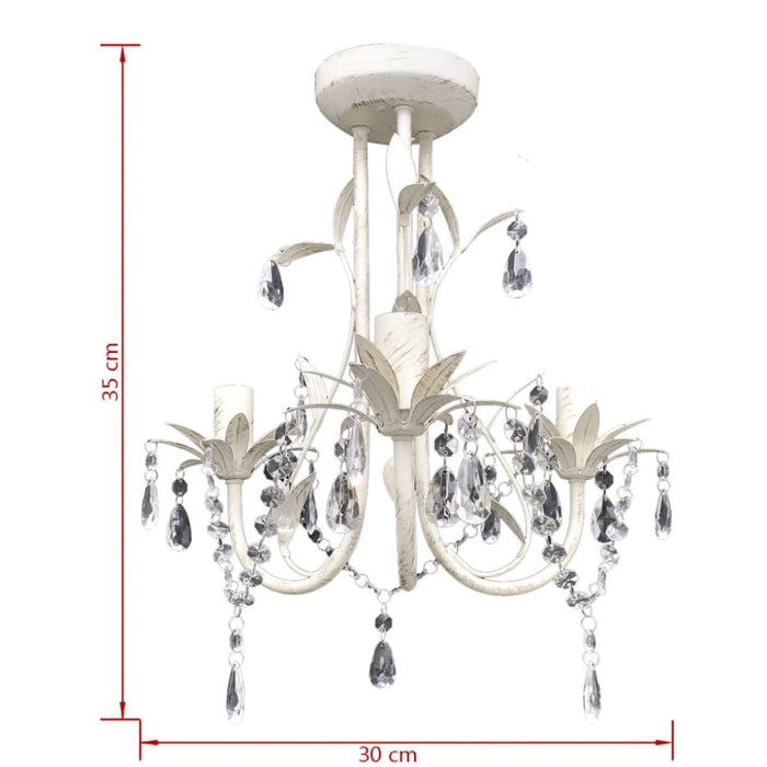 Crystal Pendant Ceiling Lamp Chandelier Elegant White Xablnl
