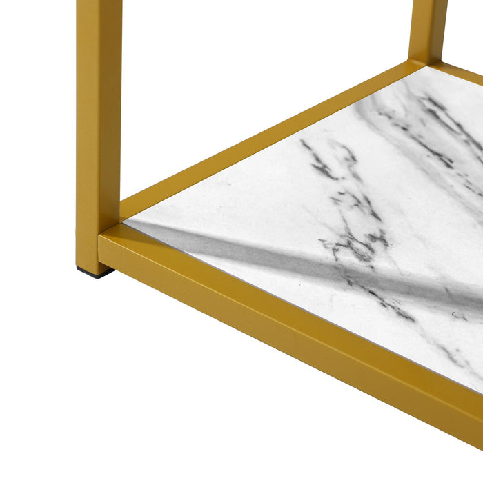 Hall Console Table Metal Hallway Desk Entry Display Wh & Gd Furniture