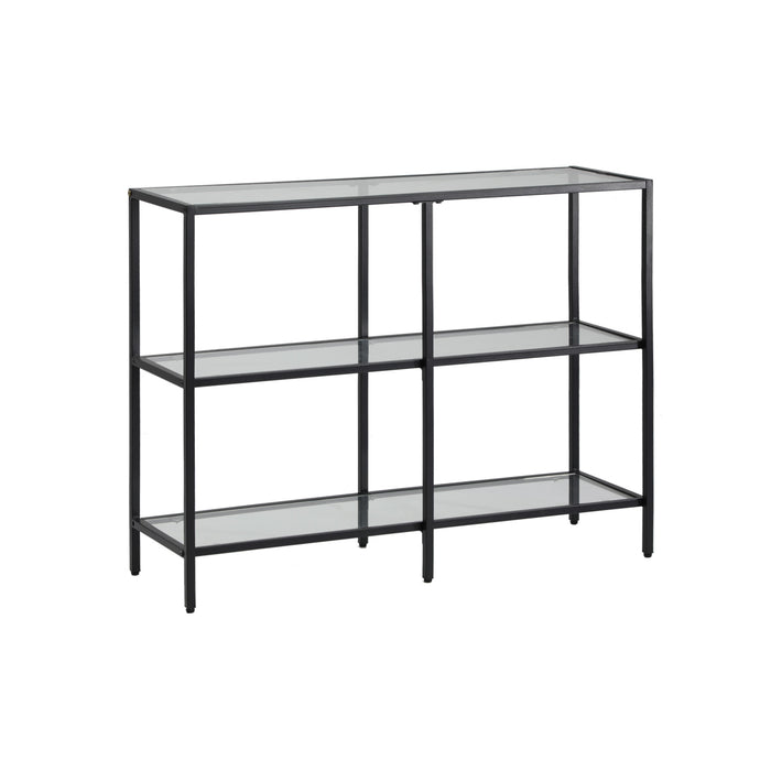 Console Table Tempered Glass Sofa Table Hall Side Entry 3 Shelves Black