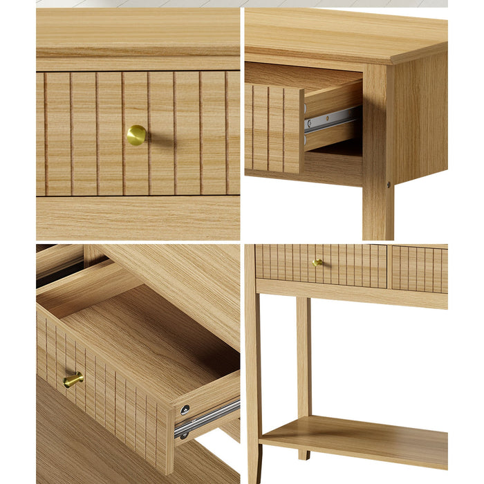 100Cm Console Table Hallway Table With 2 Storage Drawer Entry Desk