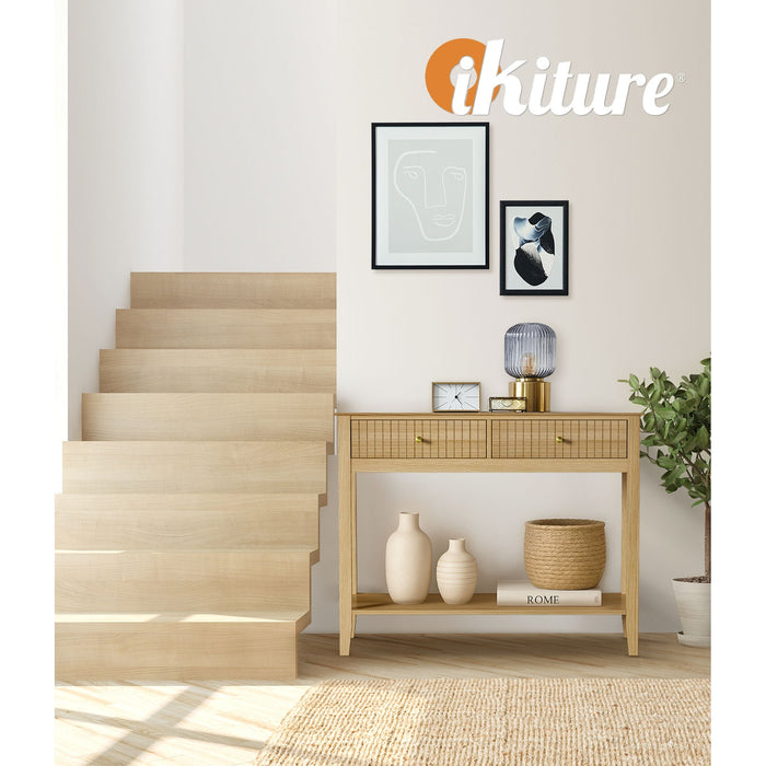 100Cm Console Table Hallway Table With 2 Storage Drawer Entry Desk