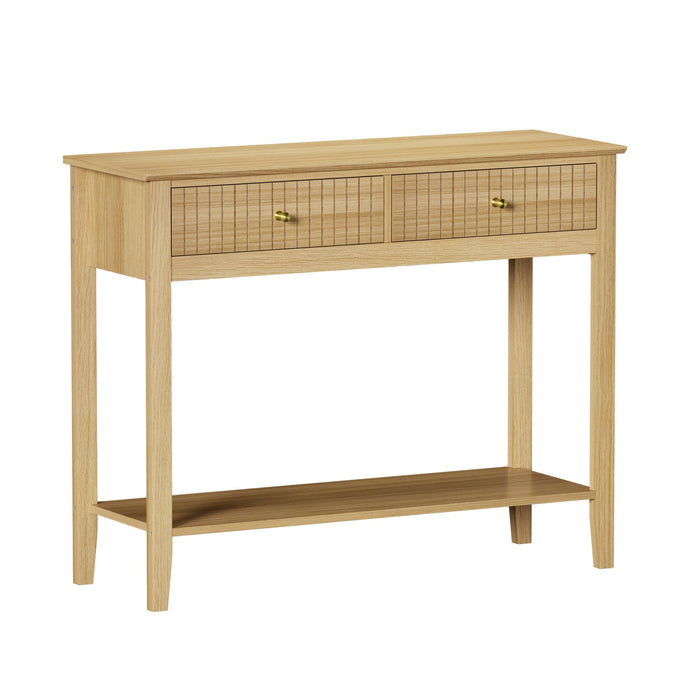 100Cm Console Table Hallway Table With 2 Storage Drawer Entry Desk