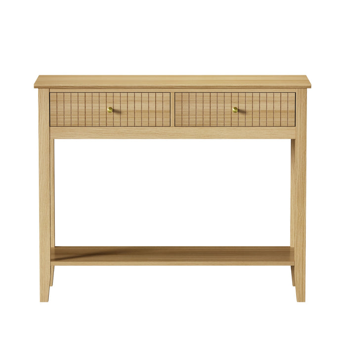 100Cm Console Table Hallway Table With 2 Storage Drawer Entry Desk