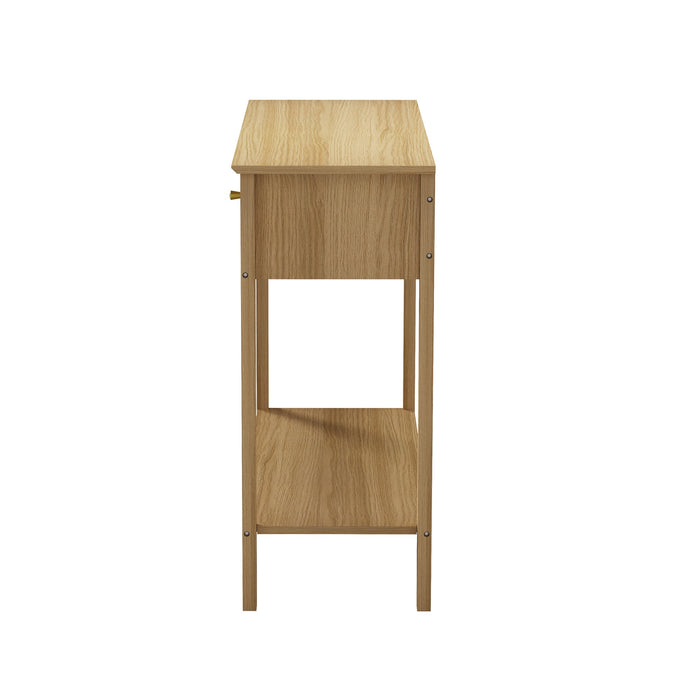 100Cm Console Table Hallway Table With 2 Storage Drawer Entry Desk