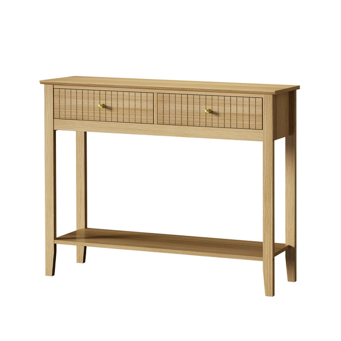 100Cm Console Table Hallway Table With 2 Storage Drawer Entry Desk