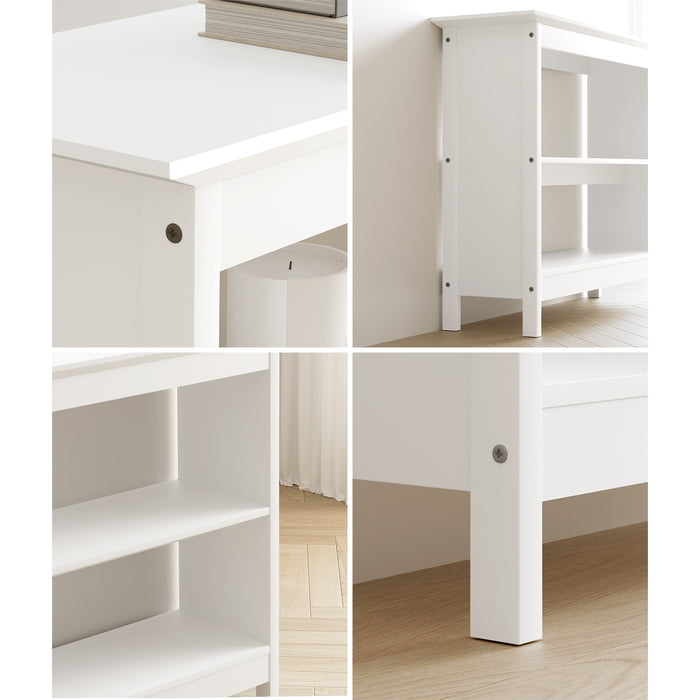 3-Tier Console Table Open Shelf Wood Sofa Table Hall Side Entry White