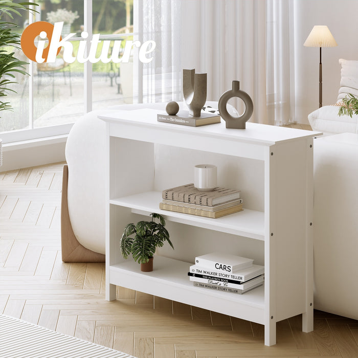 3-Tier Console Table Open Shelf Wood Sofa Table Hall Side Entry White