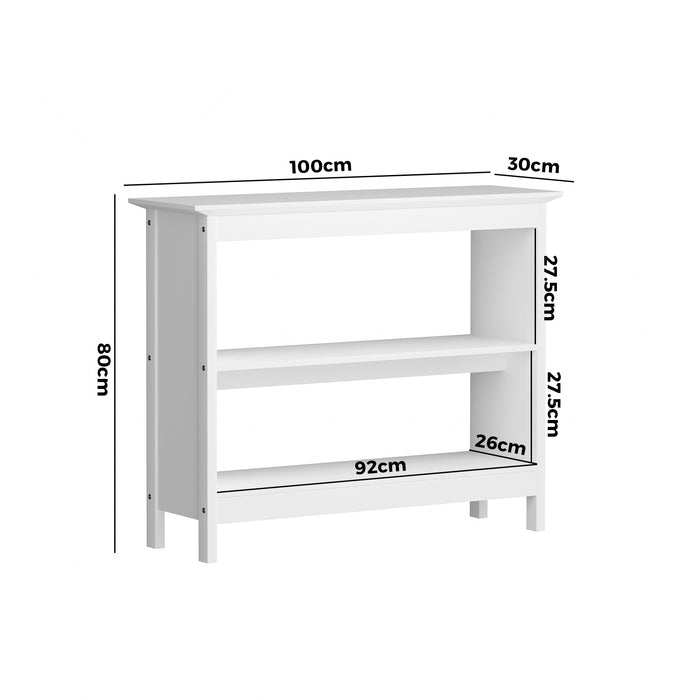 3-Tier Console Table Open Shelf Wood Sofa Table Hall Side Entry White
