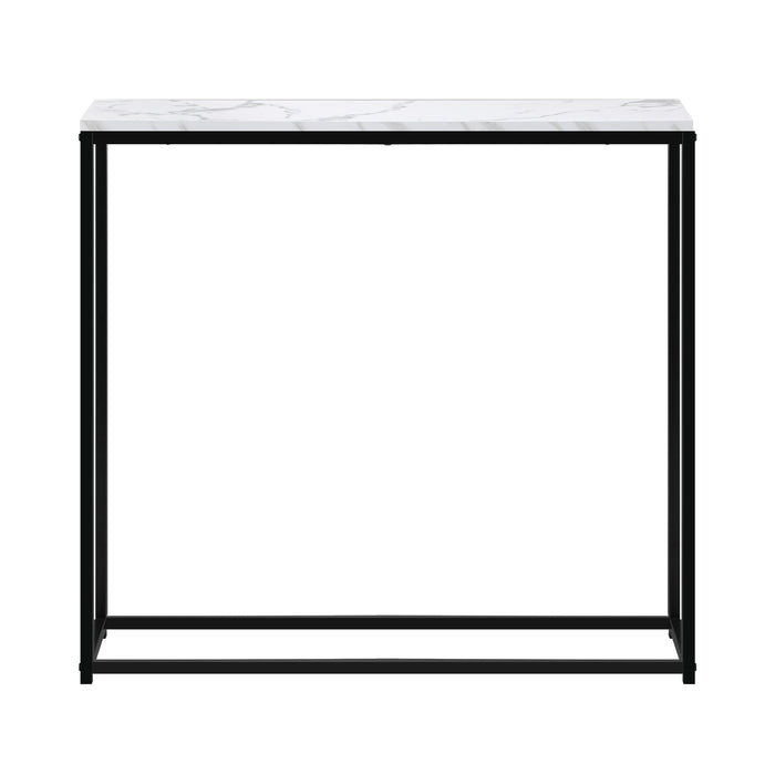 Console Table Marble-Look Iron Hallway Desk Entry Display Black & White